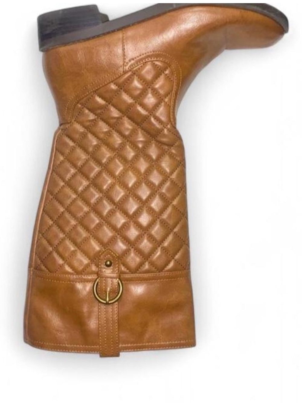 Kids Quilted Riding Boots - Tan Faux Leather